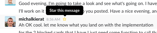 Slack star message