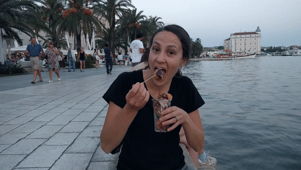 Photo of Kristi eating